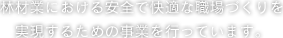 林材業における安全で快適な職場づくりを実現するための事業を行っています。